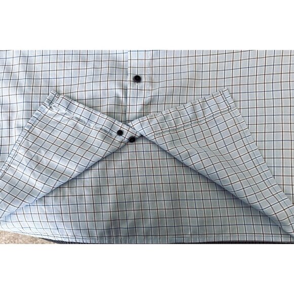 OLYMP Luxor Modern Fit Check Long Sleeve Shirt Flip Cuffs Mens Size 17"/43 - Picture 6 of 8